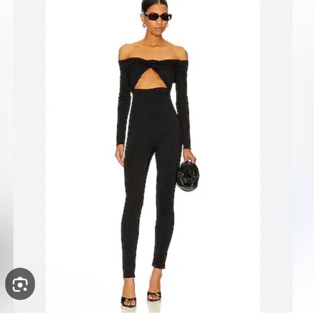 NBD Journi Jumpsuit cut out black jersey knit one piece Revolve med new!